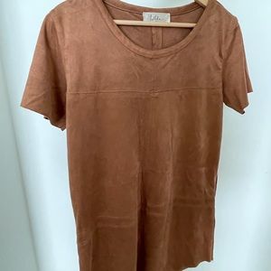 Tan suede tshirt dress